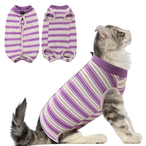 CITÉTOILE Katzenbody nach Op, Postoperative Katzenkleidung für Bauchwunden, Erholungsanzug Kleidung nach Der Operation Tragen, E-Halsband Alternative für Katzen Hunde, Lila, XS von CITÉTOILE