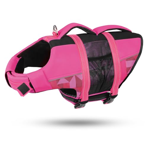 CITÉTOILE Schwimmweste Hund, Hunde Schwimmweste mit Griff und Reflektierend, Rettungsweste für Kleine Mittlere und Große Hunde mit Guter Auftrieb, Leicht und Sicher für Wassersport Rosa 2XL von CITÉTOILE