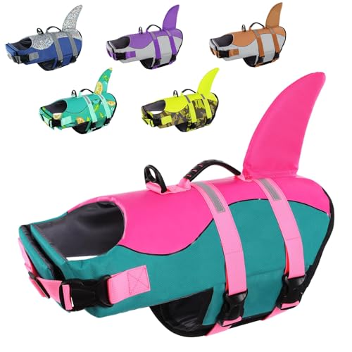 CITÉTOILE Schwimmweste Hunde Hai, Leicht und Sicher für Wassersport, hundeschwimmweste mit Griff und Reflektierend für Kleine Mittlere und Große Hunde, Denim blau, XL von CITÉTOILE