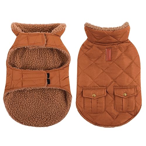 CITÉTOILE Wasserdicht Hundemantel, Warme Wintermantel Winterjacken mit Fleece für Kleine/Große/Mittlere Hunde, Hundejacke Hundekleidung Hundepullover Dog Coat für Chihuahua Dackel, Braun, L von CITÉTOILE