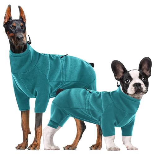 CITÉTOILE Winter Fleece Hundemantel mit Füßen, Warme Hundepullover für Kleine/Große/Mittlere Hunde, hohem Kragen Hundebekleidung mit Sicheren Reflexstreifen und Bauchschutz, Blau, XL von CITÉTOILE