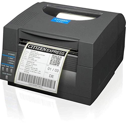 Citizen CL-S521 – Etikettendrucker (Thermodirekt, 203 DPI, 150 mm/Sek, Ethernet, Parallel, Seriell (RS-232), verkabelt, USB 1.1, serienmäßig) grau von Citizen