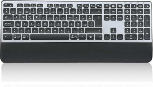 CITLLA K9100 Teclado Bluetooth inalámbrico, Teclado tamaño Completo para múltiples Dispositivos Con reposamuñecas, retroiluminación 3 Niveles, Teclado Recargable para computadora von CITLLA