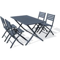 Marius - 4-Sitzer-Garten-Essgruppe, Aluminium, anthrazitgrau - city garden - Gris anthracite von CITYGARDEN