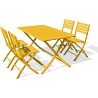 Citygarden - marius - 4-Sitzer-Garten-Essgruppe aus senffarbenem Aluminium - city garden - Jaune moutarde von CITYGARDEN