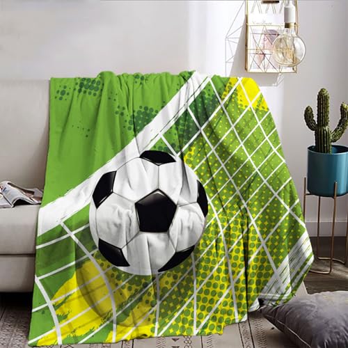 Kuscheldecke Jungen 150x200,Fußball Decke Kinder,Sport Themen Warme Kuscheldecke Sofadecken Flanelldecke Decken für Kinderbetten (C, 150x200cm) von CIUNVXD