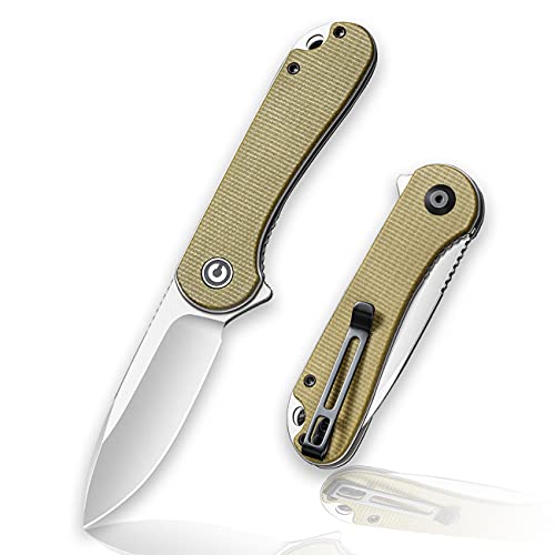 Elementum Pocket Folding Knife - Lightweight Camping Hunting Knife 2.96" D2 Satin Blade Micarta Handle,Good for Outdoor C907T (Dark Green)-Olive von CIVIVI