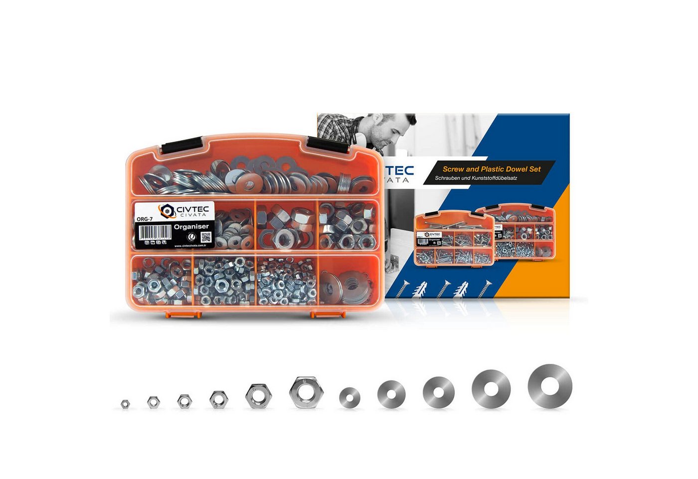 CIVTEC CIVATA Justierschraube Sechskantmuttern Set, Edelstahl Muttern Mit 8 Größen, 43 Stück Set CIVTEC CIVATA Justierschraube Sechskantmuttern Set, Edelstahl Muttern Mit 8 Größen, 43 Stück Set von CIVTEC CIVATA