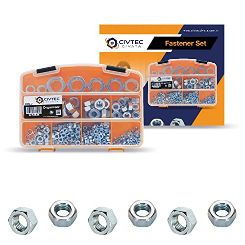 Civtec Sechskantmuttern Set, Edelstahl Selbstsichernd Kontermutter mit 12 Größen, Verschenkbarer Werkzeugkasten, DIN 943, 663 Stück Set M3-M4-M5-M6-M8-M10-M12-M14-M16-M18-M20 Civtec Sechskantmuttern Set, Edelstahl Selbstsichernd Kontermutter mit 12 Größen, Verschenkbarer Werkzeugkasten, DIN 943, 663 Stück Set M3-M4-M5-M6-M8-M10-M12-M14-M16-M18-M20 von CIVTEC CIVATA