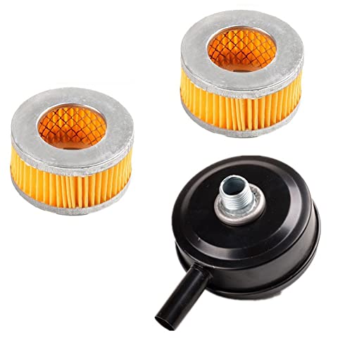 Luft Kompressor Ansaugen SchalldäMpfer 20Mm Gewinde Metall, mit 2 StüCk Filter Elemente für Einlass Pneumatische Teile von CIWEI