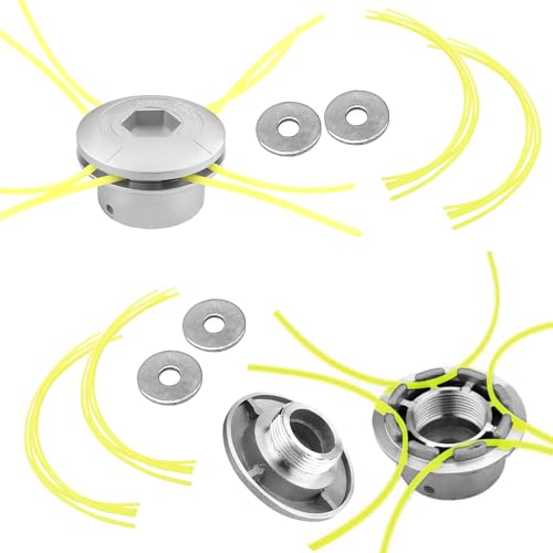 Aluminium Fadenkopf, CIYIN 2 Stück Rasentrimmer Kopf Universal mit 16 Faden, Mähkopf Motorsense, Fadenspule Rasentrimmer, Aluminium Mähen Fadenkopf für Benzin Motorsense Rasentrimmer von CIYIN