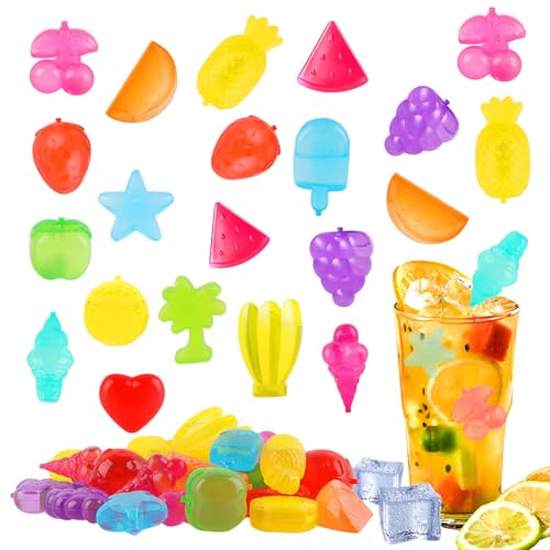 Wiederverwendbare Eiswürfel, CIYIN 30 Stück Eiswürfel Kunststoff Früchte, Plastik Eiswürfel, Ice Cubes im Früchte, Eiswürfel zum Kühlen von Getränken, Party Dekoration von CIYIN