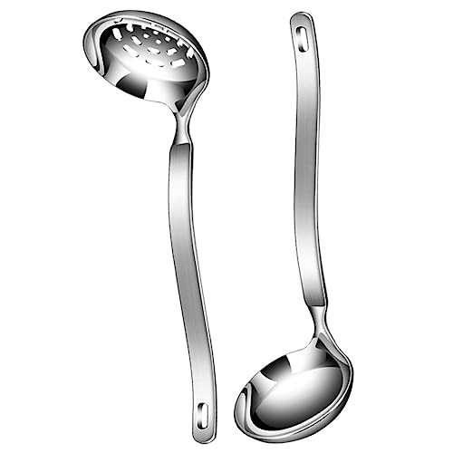 CIYODO 1 Satz Aus Edelstahl Suppenlöffel Schlitzsieb Servierlöffel Metalllöffel Sieb Für Einfache Reinigung Ergonomischer Griff Für Haushaltsgebrauch von CIYODO