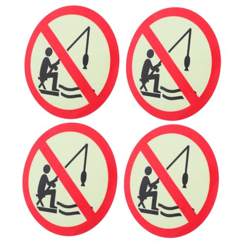 CIYODO 1 Satz Luminöses No Fishing Warnschild Robustes Wasserfestes Verbotsschild Für Park See Teich Fluss Sichtbar Bei Nacht Öffentliches Warnschild Zur Angelverhinderung 4 Stück von CIYODO