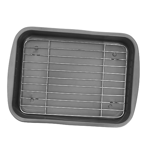 CIYODO 1 Set Backgeschirr Induktion Brotbackform Grillpfanne Mit Drahtgitter Stahlpfannen Tiefe Bratform Mit Gitter Backblechgitter Bräter Ofenkühlgitter Edelstahl Silber von CIYODO