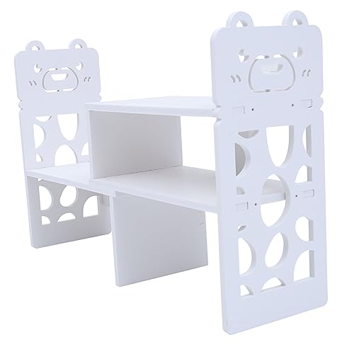 CIYODO 1 Stück Bärenbuchhandel einfach Desktop-Bücherregal kleines Bücherregale winzig schlank Kleine Regale Bücherregal Schreibtisch Bücherregal mini Buchregal für Desktop PVC Weiß von CIYODO