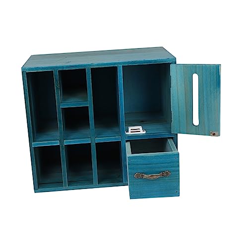 CIYODO 1 Stück Vintage Holz Bücherregal mit Tissue Box Multifunktionale Schreibtisch Aufbewahrung für Büro und Zuhause Mediterranem Blau für Bücher und Kleinigkeiten CIYODO 1 Stück Vintage Holz Bücherregal mit Tissue Box Multifunktionale Schreibtisch Aufbewahrung für Büro und Zuhause Mediterranem Blau für Bücher und Kleinigkeiten von CIYODO