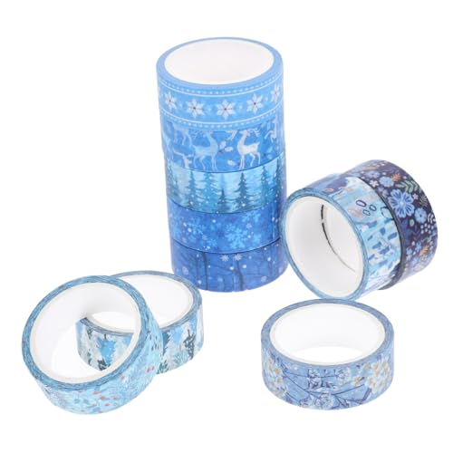 CIYODO 10 Rollen Teiliges Washi Tape Winterliche Weihnachtsdeko mit Schneeflocken Dekoratives Klebeband für DIY Basteln Geschenkverpackung Scrapbooking Saisonales Klebeband von CIYODO