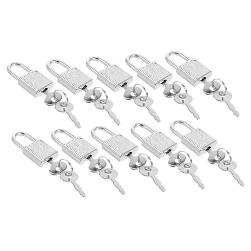 CIYODO 10 Stück Set Metall Vorhängeschloss Für Gepäck Schmuck Truhe Fenster Schloss Silber Mini Set von CIYODO