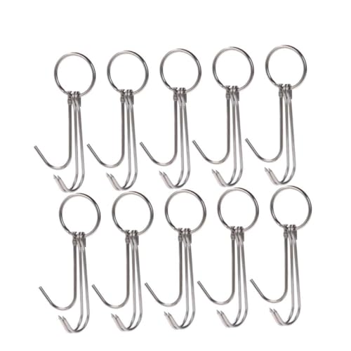 CIYODO 10 Stück Teiliges Edelstahl Doppel fleischhaken Rostfrei Flach endig für Metzger Grill Fleischverarbeitung Aufhängen Trocknen und Räuchern von Schinken und Wild von CIYODO