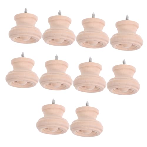 CIYODO 10 Stück Teiliges Runde Massivholz Möbelknöpfe mit Selbstschneidenden Schrauben Natürliche Holzstruktur Einfache Montage Langlebige Schubladengriffe für Kommoden Küchen von CIYODO
