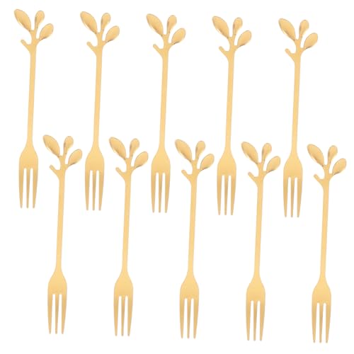 CIYODO 10Stücke Mini Gabeln aus mit Blattgold Design für Vorspeisen Obst und Cocktails Tragbar Leicht für Partys und Täglichen Gebrauch CIYODO 10Stücke Mini Gabeln aus mit Blattgold Design für Vorspeisen Obst und Cocktails Tragbar Leicht für Partys und Täglichen Gebrauch von CIYODO