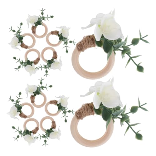 CIYODO 12 Stück Bankett Serviettenhalter Blatt Serviettenringe Holz Grün Blumen Serviettenring Grüne Blätter Serviettenschnalle Blumen Serviettenringe von CIYODO
