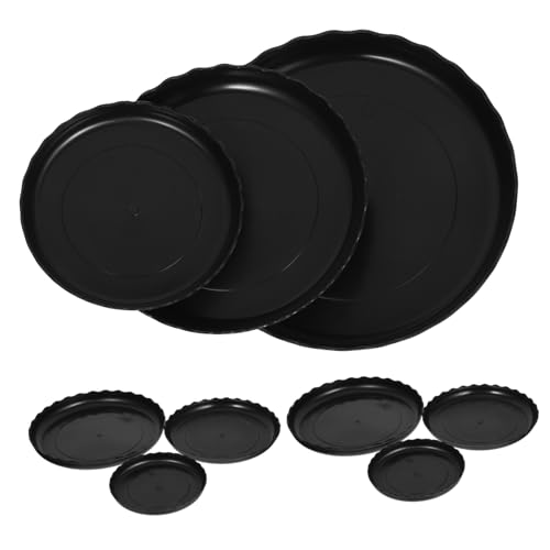 CIYODO 12 Stück Runde Pflanzentöpfe Untersetzer Wasserspeicher Tray für Blumentöpfe Schwarz zum Schutz Empfindlicher Oberflächen Effektiven Wasserauffangung von CIYODO