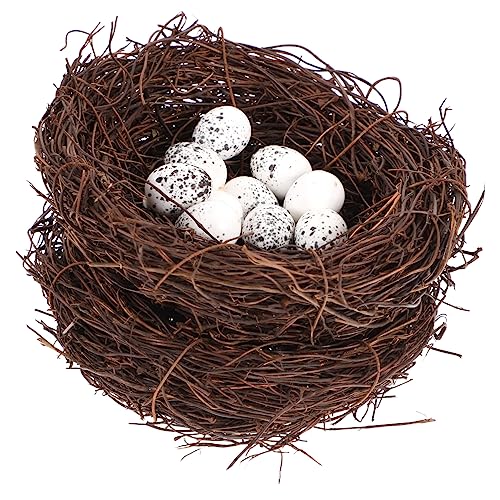 CIYODO 12 Stück Teiliges Künstliches Vogelnest Set aus Rattan mit Nestern und Deko Eiern Natürliche Osterdeko für Heim und Partygestaltung DIY Dekoration für Frühling und Fotorequisiten von CIYODO