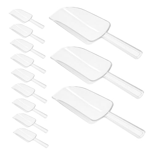 CIYODO 12 Stück Teiliges Wiederverwendbare Transparente Kunststoff Schaufeln Vielseitig Einsetzbar als Eisschaufel Zuckerschaufel und Küchenutensil Ergonomischer Griff Leicht und Robust von CIYODO