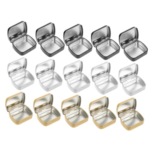 CIYODO 15 Stück Teiliges Kleine Rechteckige Blechdosen aus Hochwertigem mit Klappdeckel Mattierte Tragbare Aufbewahrungsboxen für Schmuck Süßigkeiten und Kleinteile Rostfrei Robust und von CIYODO