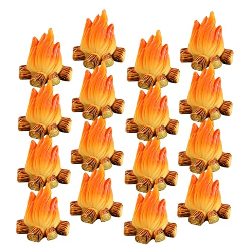 CIYODO 16 Stück Teiliges Mini Feuer Resin Dekoration Wetterfest Micro Feuer Modell für DIY Gartendekoration Blumentopf Mikro-landschaftsbau Rustikales Bonfire Ornament von CIYODO