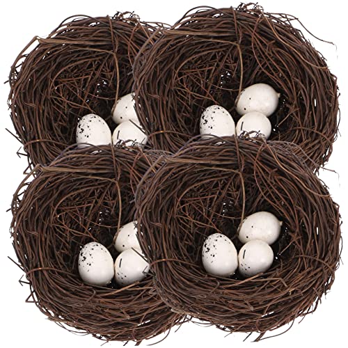 CIYODO 16 Stück Teiliges Osternest Set aus Künstlichem Rattan mit Nestern und Realistischen Vogeleiern Dekoratives Vogel Nest Ornament für Osterdeko DIY Party und Heimdekoration von CIYODO
