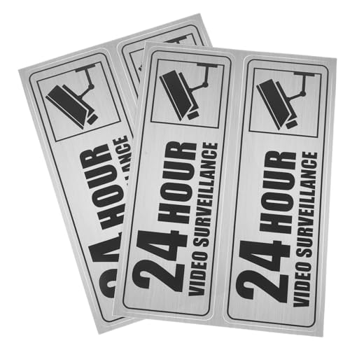 CIYODO 2 Blätter Selbstklebendes Videoüberwachungsschild Teilig für Türen Fenster Wände Stunden Überwachung Warnaufkleber Hoher Sichtbarkeit Wetterfest Geeignet für Büro und von CIYODO