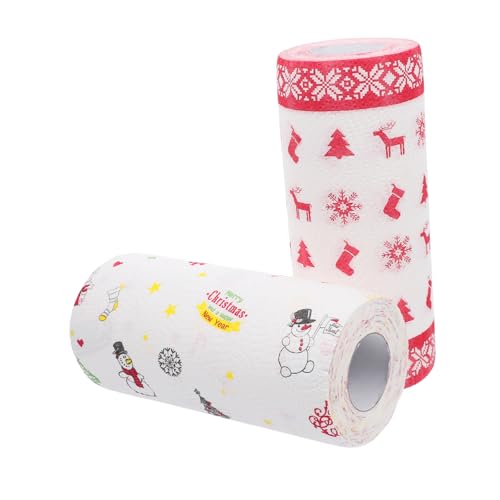 CIYODO 2 Rollen Küchen Fettpapier mit Weihnachtsmuster Ölresistentes Snackpapier für Frittierte Speisen Vielseitige Lebensmittelverpackung und Tablettauskleidung Hygienisch und von CIYODO