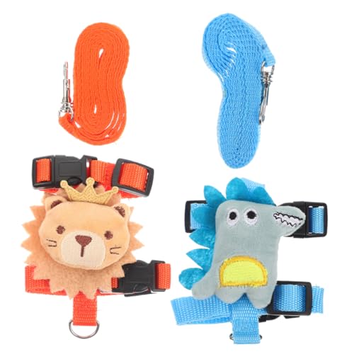 CIYODO 2 Sätze Haustierleine klein drinnen Kaninchen Traktion Hasengeschirr Cartoon-Design-Haustier-Geschirr Tiergeschirr Geschirr für Tiere Zugseil für Haustiere Polyester von CIYODO