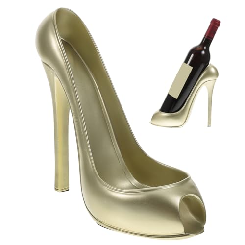 CIYODO 2 Stck. Dekorativer Hochzeitsweinflaschenhalter aus Kunstharz Kreatives Schuhdesign Champagnergold für Zuhause Bar und Restaurant von CIYODO