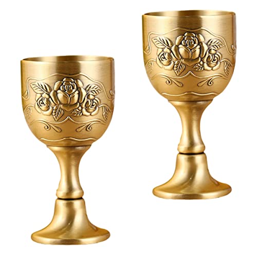 CIYODO 2 Stück Bronze Weißweingläser Gotische Weinkelche Rotweingläser Gerippte Trinkgläser Vintage Geprägte Schnapsgläser Kelchweingläser Goldene Mini Weinglas Zinklegierung von CIYODO
