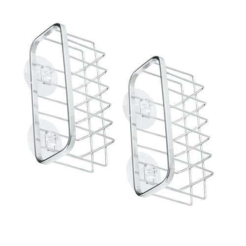 CIYODO 2 Stück Edelstahl Schwammhalter mit Saugnapf Rostfrei Stabil und Kompakt Passend für Küchenspüle und Bad Verbesserte Luftzirkulation für Schnelles Trocknen von CIYODO