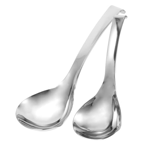 CIYODO 2 Stück Edelstahl Servierlöffel Große und Kleine Schöpflöffel mit Aufhängevorrichtung Langlebig Komfortabler Griff für Küche Buffet Salate Pasta von CIYODO