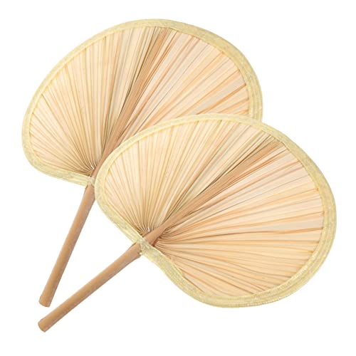 CIYODO 2 Stück Handgemachte Vintage Fächer Aus Bananenblättern Tragbarer Handventilator Für Erwachsene Leicht Und Handlich Für Sommerpartys Und Camping Dekorative Fächer Für von CIYODO