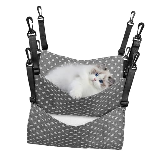 CIYODO 2 Stück Katzenhängematte Verstellbare Weiche Hängematte für Katzen und Kleintiere Atmungsaktives Haustierbett mit Einstellbaren Riemen für Käfige und Gemütliche Ruheplätze CIYODO 2 Stück Katzenhängematte Verstellbare Weiche Hängematte für Katzen und Kleintiere Atmungsaktives Haustierbett mit Einstellbaren Riemen für Käfige und Gemütliche Ruheplätze von CIYODO