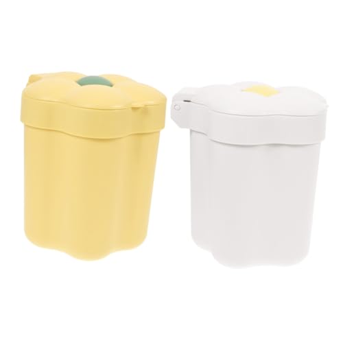 CIYODO 2 Stück Mini Tischmülleimer mit Deckel Kleiner Desktop Abfalleimer aus Kunststoff Platzsparend für Büro Schlafzimmer und Unterwegs Weiß Gelb CIYODO 2 Stück Mini Tischmülleimer mit Deckel Kleiner Desktop Abfalleimer aus Kunststoff Platzsparend für Büro Schlafzimmer und Unterwegs Weiß Gelb von CIYODO