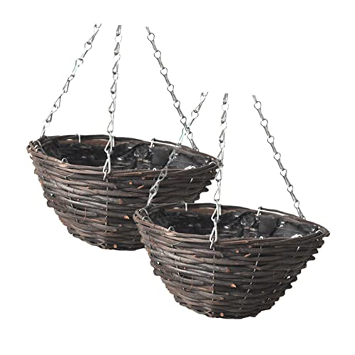 CIYODO 2stücke Hängender Blumentopf Aus Handgefertigtem Rattan Dekorativer Hängekorb Für Balkon Fenster Veranda Und Garten Stilvolles Pflanzgefäß Für Pflanzen Und Blumen von CIYODO