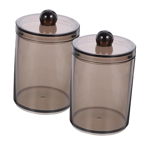 CIYODO 2 Stück Schwarzer Transparenter Wattebauschspender mit Deckel Langlebiger Badezimmerbehälter aus Robustem Material Kompakter Organizer zur Aufbewahrung von Wattestäbchen Wattepads von CIYODO