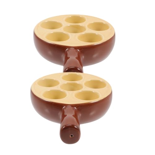 CIYODO 2 Stück Teiliges Escargot Teller aus Glasiertem Porzellan mit Löchern Hitzebeständig Rutschfester Boden und Ergonomischem Griff zum Backen und Servieren von Schnecken Garnelen von CIYODO