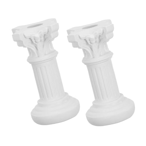 CIYODO 2 Stück Teiliges Set Römische Säule Deko Weiß mit Loch Langlebigem Harz Künstlerische Skulptur für DIY Basteln Hochzeiten Tisch und Partydekoration von CIYODO