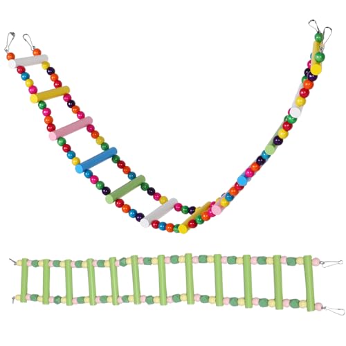 CIYODO 2 Stück Teiliges Vogelleiter Sicherem Chemiefreiem Material Macaronfarbene Robuste Holzleiter mit Schaukelfunktion für Wellensittiche Nymphensittiche und Kleine Papageien im Käfig CIYODO 2 Stück Teiliges Vogelleiter Sicherem Chemiefreiem Material Macaronfarbene Robuste Holzleiter mit Schaukelfunktion für Wellensittiche Nymphensittiche und Kleine Papageien im Käfig von CIYODO