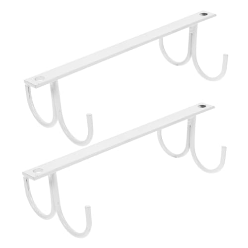 CIYODO 2 Stück Unterhängender Tassenhalter aus Robustem Platzsparender Becherhalter für Küche Minimalistisches Design zum Aufhängen unter Küchenschrank Weiß mit Haken Organisierter Becher von CIYODO