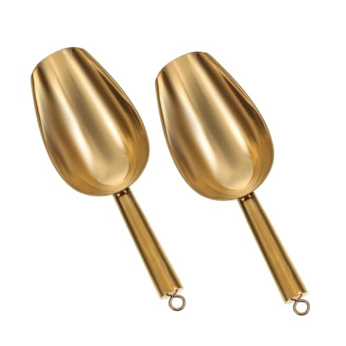 CIYODO 2 Stücke Eisschaufel Gold Vielseitige Lebensmittelschaufel für Eiswürfel Tee für Küche Supermarkt Teestube Rostfrei Leicht zu Reinigen von CIYODO